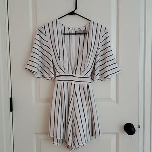 Black and White Striped Romper